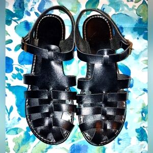 Black Faux Saltwater Sandals